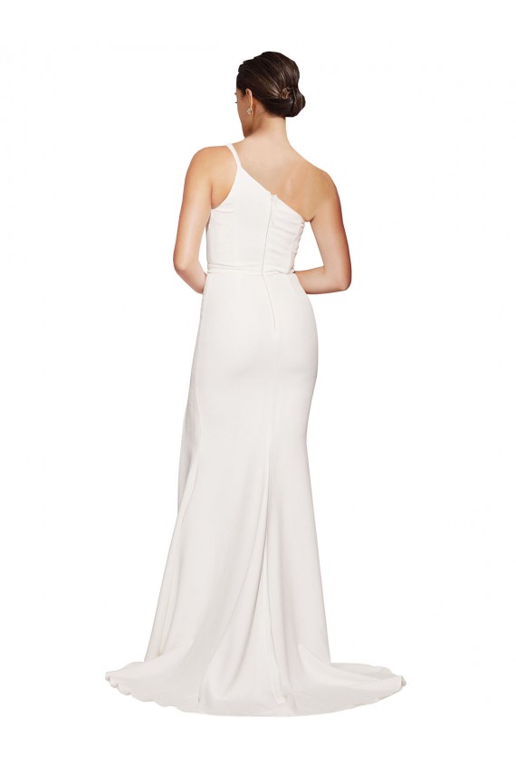 Sleeveless Ivory Sheath Stretch Crepe One Shoulder Semi Formal Evening Dress / Prom Dress / Bridesmaid Dress Maidstone