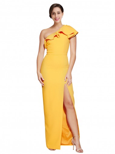 Sleeveless Saffron Sheath One Shoulder Formal Evening Gown / Prom Dress / Bridesmaid Dress Maidstone