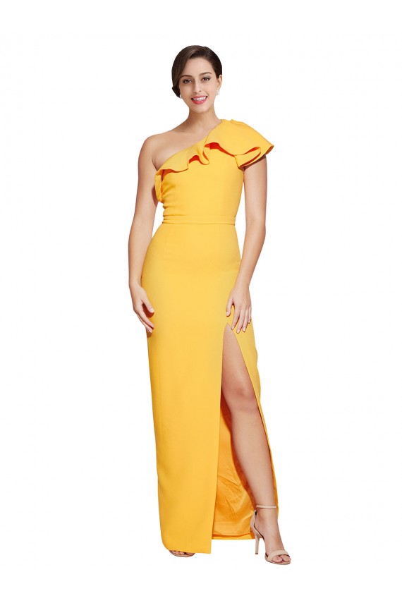 Sleeveless Saffron Sheath One Shoulder Formal Evening Gown / Prom Dress / Bridesmaid Dress Maidstone