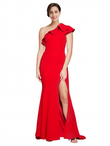 Sleeveless Red Sheath One Shoulder Semi Formal Evening Dress / Prom Dress / Bridesmaid Dress Maidstone