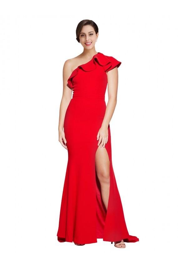 Sleeveless Red Sheath One Shoulder Semi Formal Evening Dress / Prom Dress / Bridesmaid Dress Maidstone