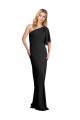 Flutter Sleeves Black Sheath One Shoulder Formal Evening Gown / Prom Dress / Bridesmaid Dress Maidstone
