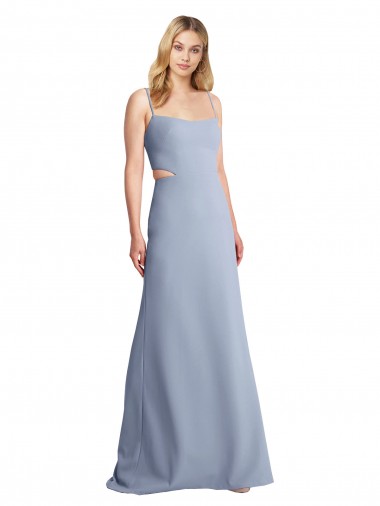 Sleeveless Smoke Blue Open Back A-Line Spaghetti Straps Prom Dress / Bridesmaid Dress Maidstone