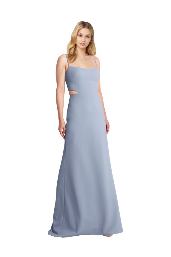 Sleeveless Smoke Blue Open Back A-Line Spaghetti Straps Prom Dress / Bridesmaid Dress Maidstone