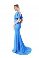 Short Sleeves Peacock Blue V-Back Mermaid, Sheath V-Neck Prom Dress / Bridesmaid Dress Maidstone