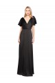 Cap Sleeves Black Open Back A-Line V-Neck Bridesmaid Dress / Evening Dress Maidstone