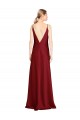 Sleeveless Burgundy V-Back A-Line Stretch Satin V-Neck Black Tie Evening Gown / Prom Dress / Bridesmaid Dress Maidstone