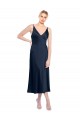 Sleeveless Dark Navy V-Back A-Line Stretch Satin V-Neck Formal Evening Gown / Prom Dress / Bridesmaid Dress Maidstone