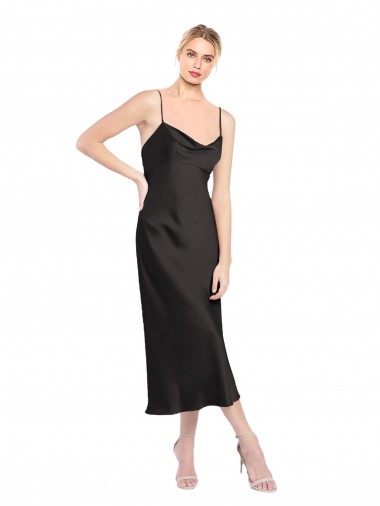 Sleeveless Black Low Back A-Line Spaghetti Straps Formal Evening Gown / Prom Dress / Bridesmaid Dress Maidstone