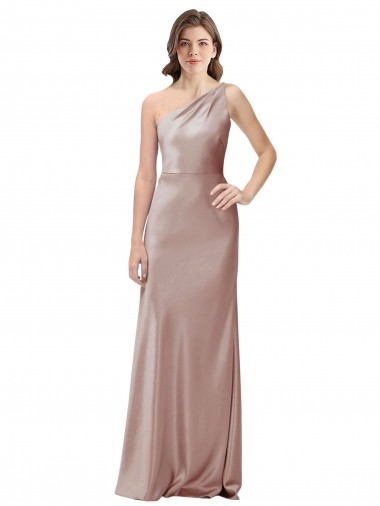 Sleeveless Dusty Pink Open Back Sheath One Shoulder Formal Evening Gown / Prom Dress / Bridesmaid Dress Maidstone