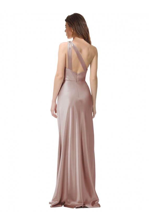 Sleeveless Dusty Pink Open Back Sheath One Shoulder Formal Evening Gown / Prom Dress / Bridesmaid Dress Maidstone