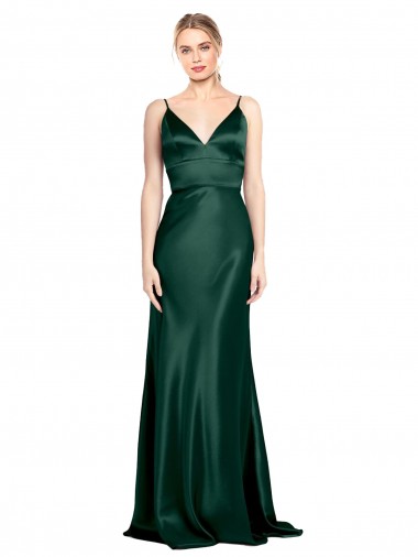 Sleeveless Hunter V-Back Sheath Spaghetti Straps Formal Evening Gown / Prom Dress / Bridesmaid Dress Maidstone