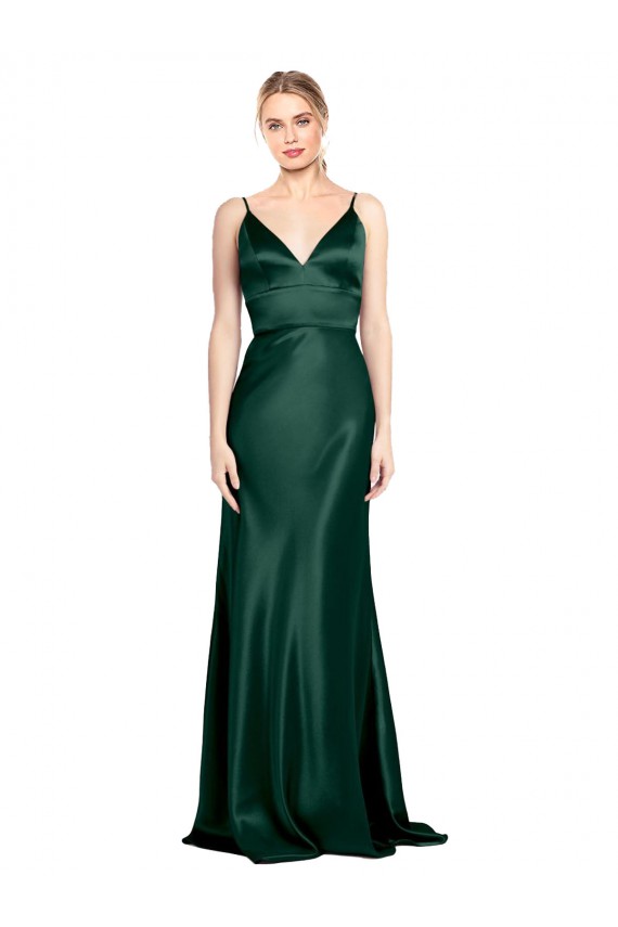 Sleeveless Hunter V-Back Sheath Spaghetti Straps Formal Evening Gown / Prom Dress / Bridesmaid Dress Maidstone