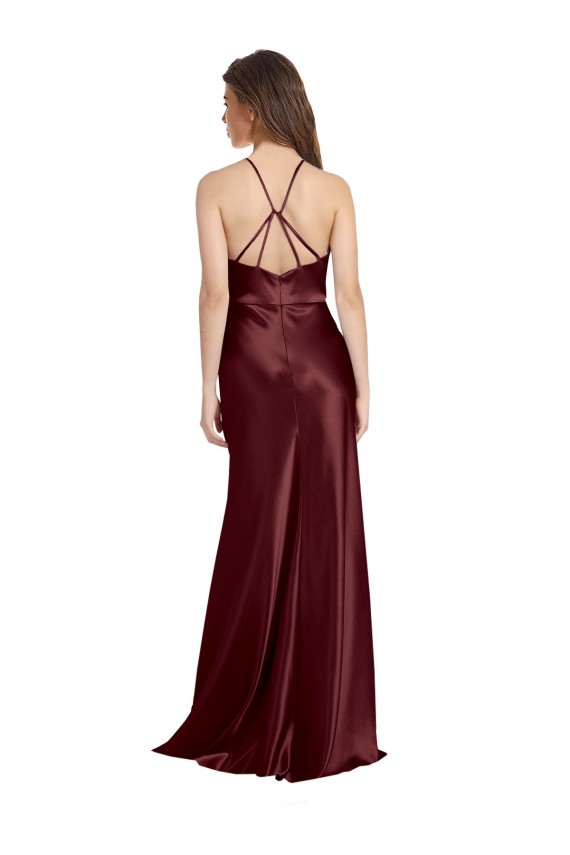 Sleeveless Burgundy Gold A-Line Spaghetti Straps Formal Evening Gown / Prom Dress / Bridesmaid Dress Maidstone