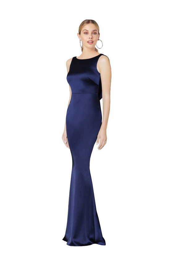 Sleeveless Dark Navy Low Back Sheath Halter Neck Formal Evening Gown / Prom Dress / Bridesmaid Dress Maidstone