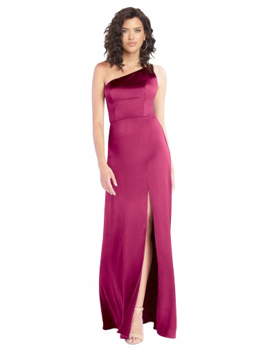 Sleeveless Fuchsia Open Back A-Line One Shoulder Formal Evening Gown / Prom Dress / Bridesmaid Dress Maidstone