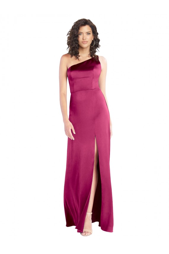 Sleeveless Fuchsia Open Back A-Line One Shoulder Formal Evening Gown / Prom Dress / Bridesmaid Dress Maidstone