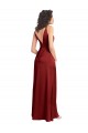 Sleeveless Burgundy V-Back A-Line Stretch Satin V-Neck Formal Dress / Bridesmaid Dress Maidstone