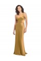 Sleeveless Gold A-Line Stretch Satin One Shoulder Formal Evening Gown / Prom Dress / Bridesmaid Dress Maidstone