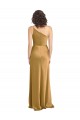 Sleeveless Gold A-Line Stretch Satin One Shoulder Formal Evening Gown / Prom Dress / Bridesmaid Dress Maidstone