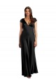 Cap Sleeves Black Keyhole Back A-Line V-Neck Formal Evening Gown / Prom Dress / Bridesmaid Dress Maidstone
