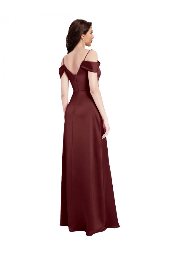 Sleeveless Burgundy Gold A-Line Off the Shoulder Formal Dress / Bridesmaid Dress Maidstone