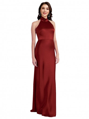 Sleeveless Burgundy Backless A-Line Halter Neck Black Tie Evening Gown / Prom Dress / Bridesmaid Dress Maidstone