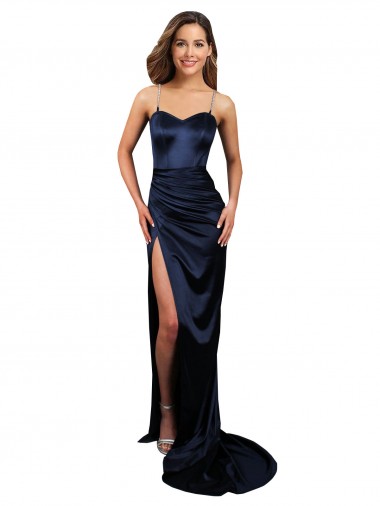Sleeveless Dark Navy Mermaid Stretch Satin Sweetheart Formal Evening Gown / Prom Dress / Bridesmaid Dress Maidstone