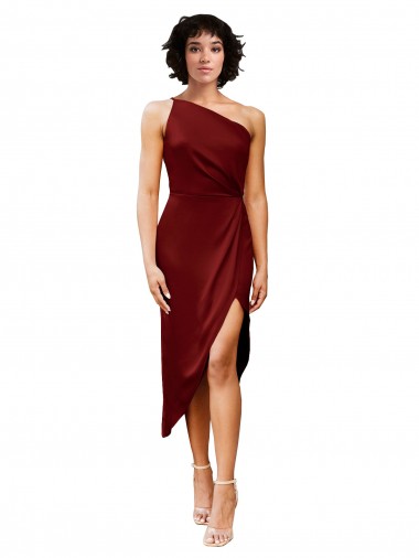 Sleeveless Burgundy Sheath One Shoulder Black Tie Evening Gown / Prom Dress / Bridesmaid Dress Maidstone