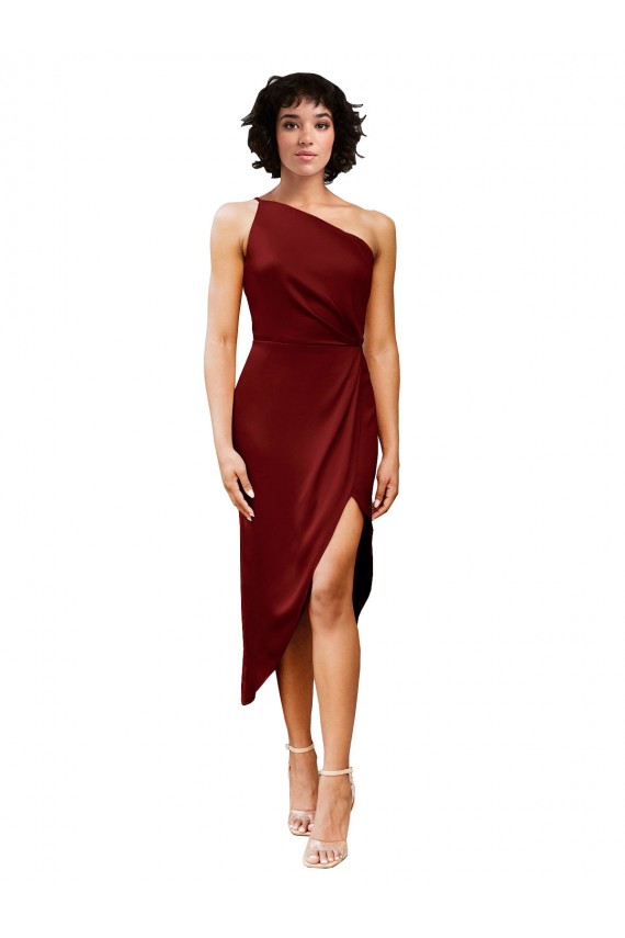 Sleeveless Burgundy Sheath One Shoulder Black Tie Evening Gown / Prom Dress / Bridesmaid Dress Maidstone
