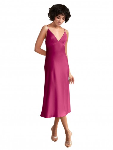 Sleeveless Fuchsia Low Back A-Line V-Neck Formal Evening Gown / Prom Dress / Bridesmaid Dress Maidstone