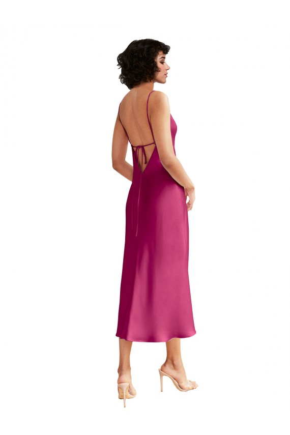 Sleeveless Fuchsia Low Back A-Line V-Neck Formal Evening Gown / Prom Dress / Bridesmaid Dress Maidstone