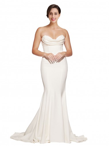 Sleeveless Ivory Low Back Mermaid Cowl Neck Formal Evening Gown / Prom Dress / Bridesmaid Dress Maidstone
