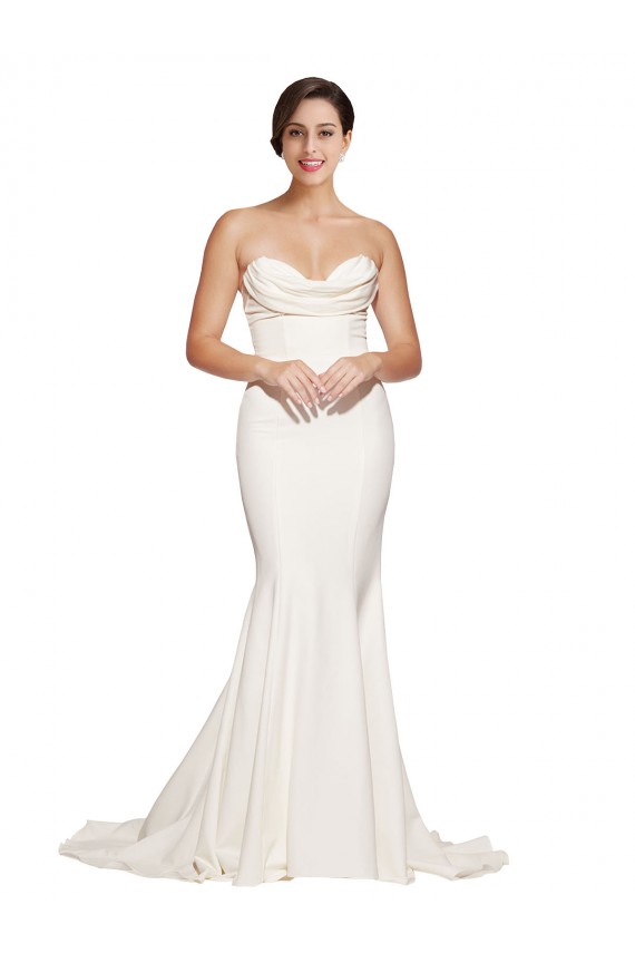 Sleeveless Ivory Low Back Mermaid Cowl Neck Formal Evening Gown / Prom Dress / Bridesmaid Dress Maidstone