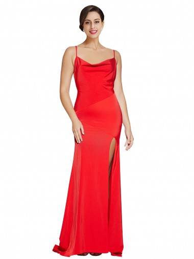 Sleeveless Red Low Back Sheath Cowl Neck Formal Evening Gown / Prom Dress / Bridesmaid Dress Maidstone