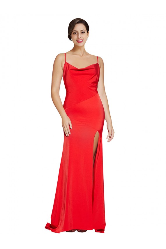 Sleeveless Red Low Back Sheath Cowl Neck Formal Evening Gown / Prom Dress / Bridesmaid Dress Maidstone