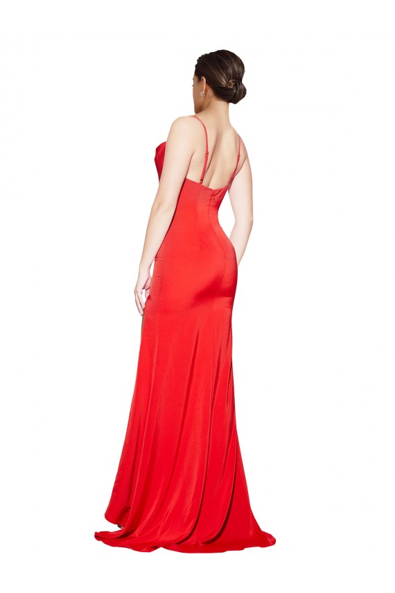 Sleeveless Red Low Back Sheath Cowl Neck Formal Evening Gown / Prom Dress / Bridesmaid Dress Maidstone