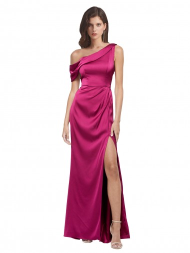 Sleeveless Fuchsia A-Line One Shoulder Bridesmaid Dress / Evening Dress Maidstone