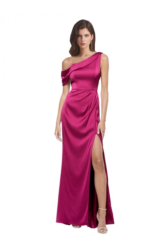 Sleeveless Fuchsia A-Line One Shoulder Bridesmaid Dress / Evening Dress Maidstone