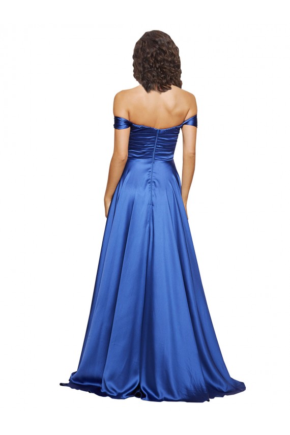 Sleeveless Royal Blue A-Line Off the Shoulder Formal Evening Gown / Prom Dress / Bridesmaid Dress Maidstone