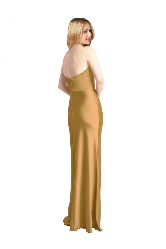 Sleeveless Gold A-Line Strapless Formal Evening Gown / Prom Dress / Bridesmaid Dress Maidstone