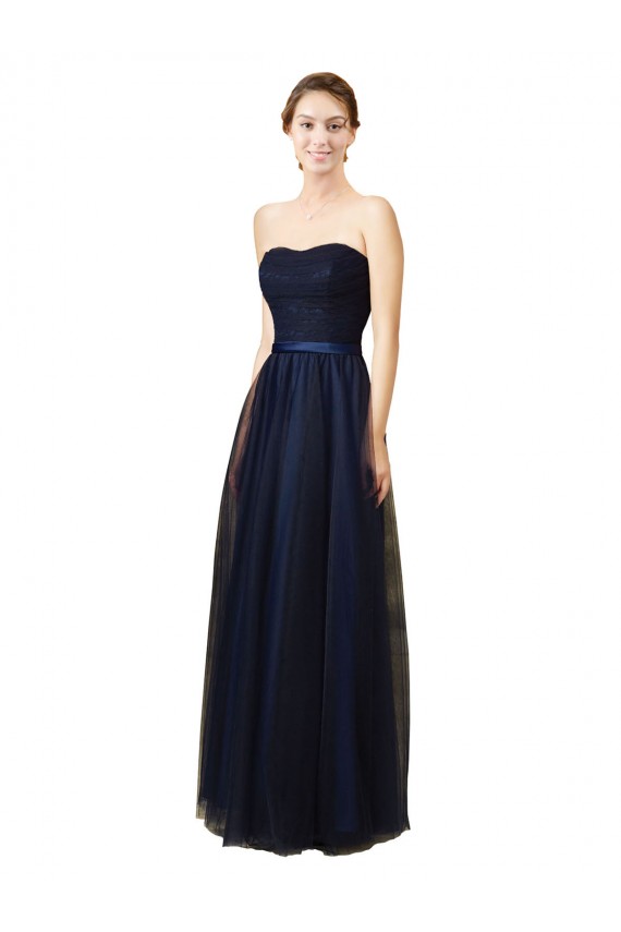 Sleeveless Dark Navy A-Line Sweetheart Bridesmaid Gown Maidstone