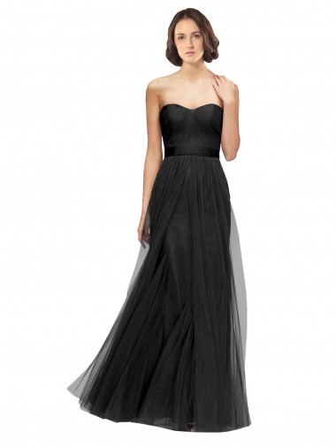 Sleeveless Black A-Line Tulle Sweetheart Bridesmaid Gown Maidstone