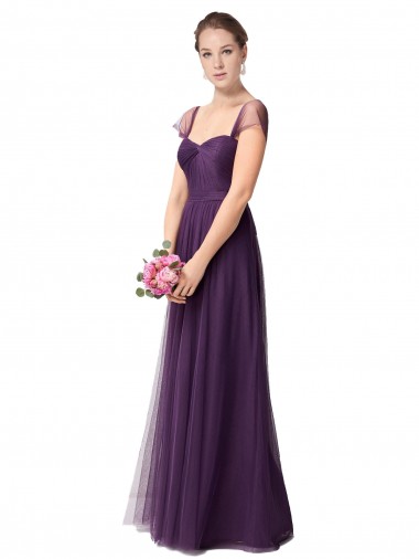 Cap Sleeves Plum Purple A-Line Sweetheart Bridesmaid Dress Maidstone