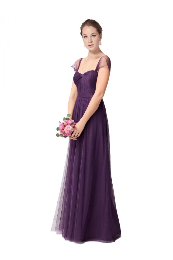 Cap Sleeves Plum Purple A-Line Sweetheart Bridesmaid Dress Maidstone