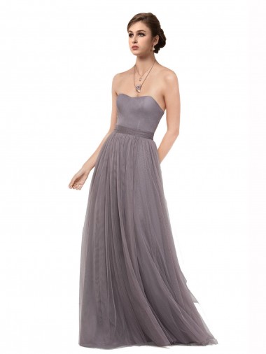 Sleeveless Pewter V-Back A-Line Spaghetti Straps Bridesmaid Dress Maidstone