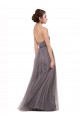 Sleeveless Pewter V-Back A-Line Spaghetti Straps Bridesmaid Dress Maidstone