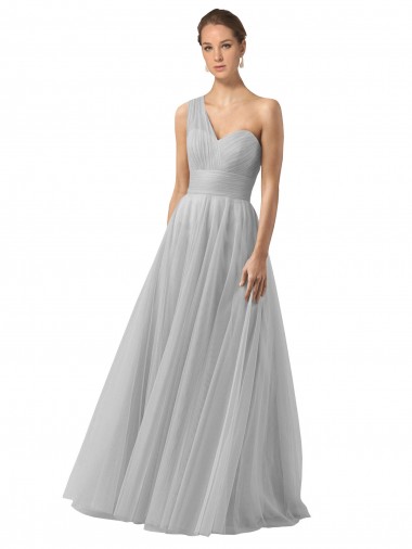 Sleeveless Silver A-Line One Shoulder Bridesmaid Gown Maidstone