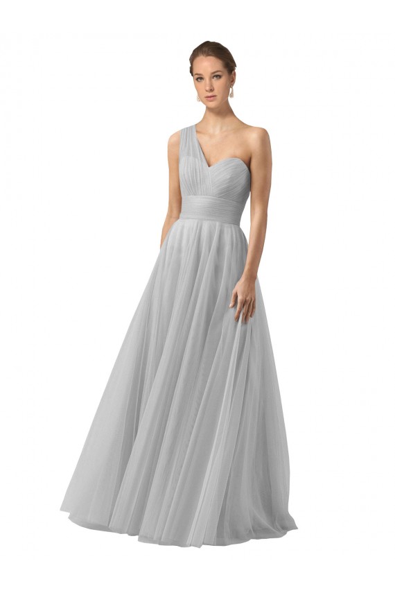 Sleeveless Silver A-Line One Shoulder Bridesmaid Gown Maidstone