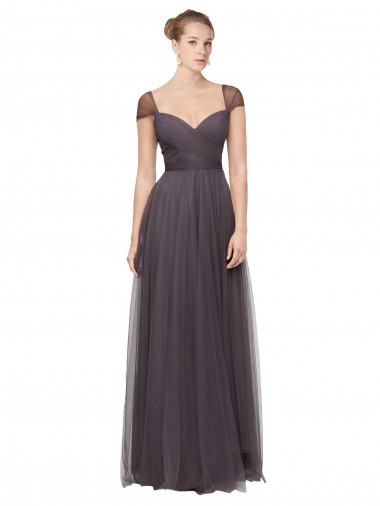 Cap Sleeves Pewter A-Line Sweetheart Bridesmaid Dress Maidstone